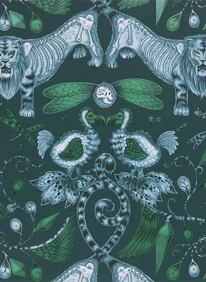 Clarke & Clarke Carta da parati Extinct - Navy