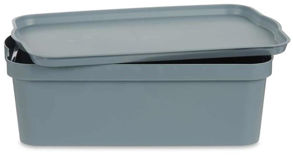 Scatola portaoggetti con coperchio Grigio Plastica 14 L 29,5 x 14,3 x 45 cm (12 Unità)