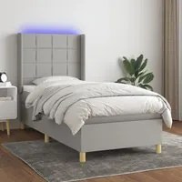 Letto a Molle Materasso e LED Grigio Chiaro 100x200 cm Tessuto 3138853