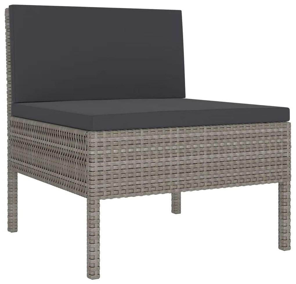 Set divani da giardino 11 pz con cuscini in polyrattan grigio