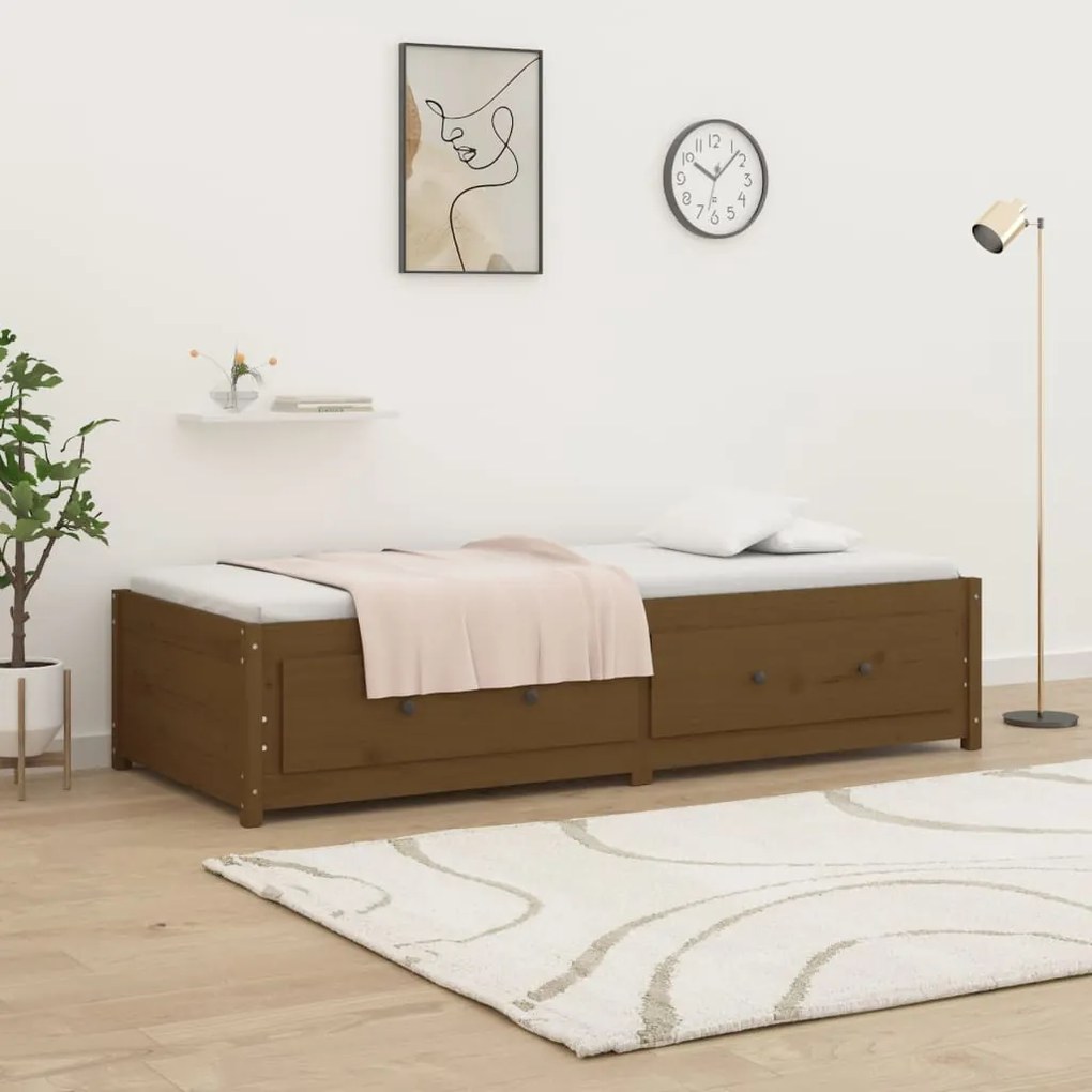 Dormeuse marrone miele 90x200 cm in legno massello di pino