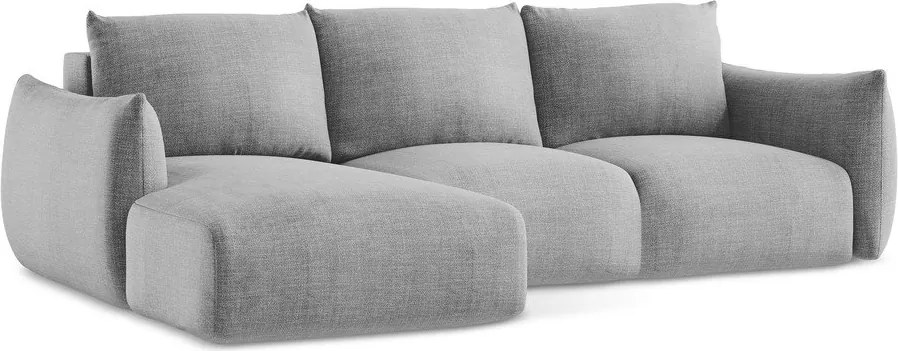 Divano angolare grigio chiaro allungabile (con penisola a sinistra/con chaise lounge) Leila – Makamii