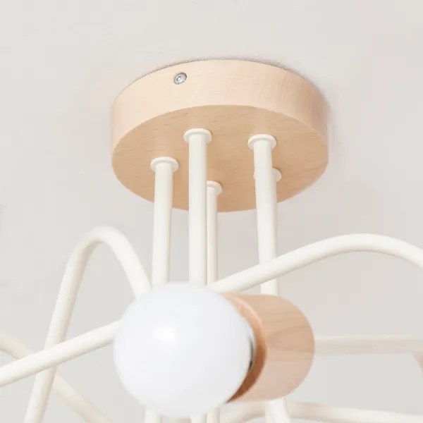 Lampadario a plafone OXFORD 5xE27/15W/230V pino/crema