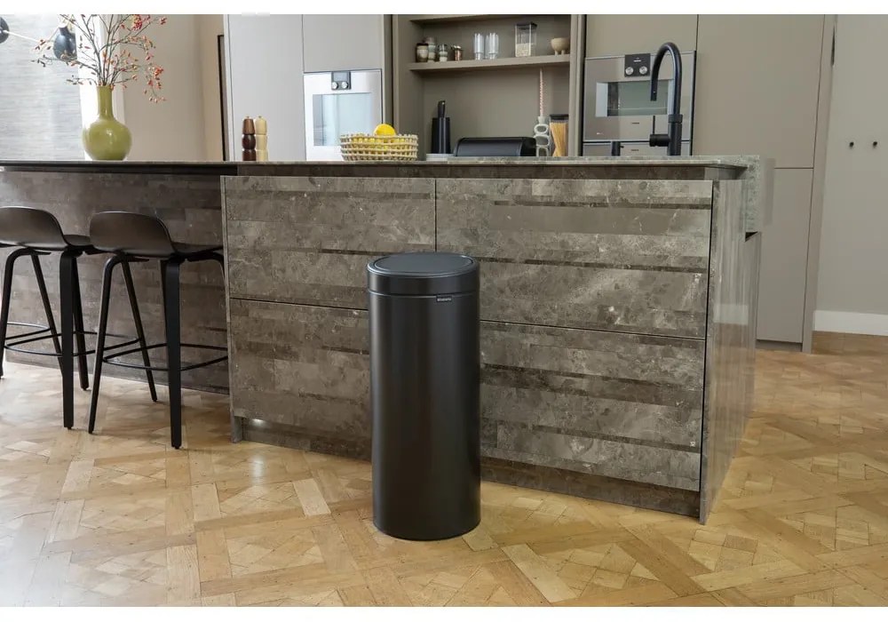 Bidone per rifiuti in acciaio grigio scuro touch 30 l Touch Bin - Brabantia