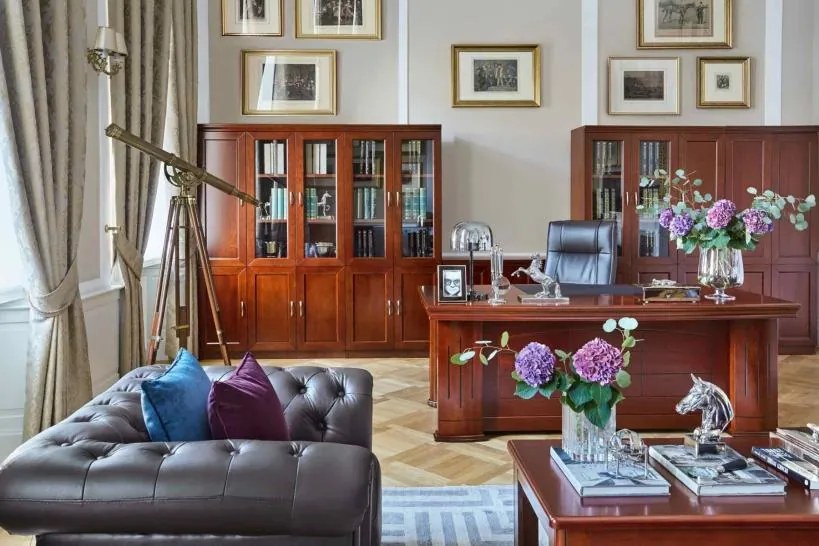 Libreria da ufficio in legno di noce con tre Stile Classico PRESTIGE C730A-Arrediorg.it