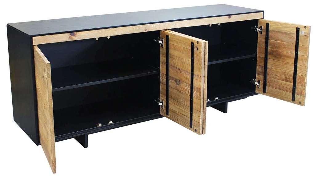 PINUS BLACK - madia 4 ante in pino riciclato