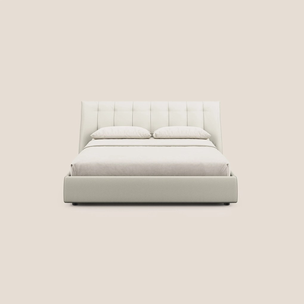 Clizia letto imbottito di design con vano contenitore in ecopelle impermeabile T04