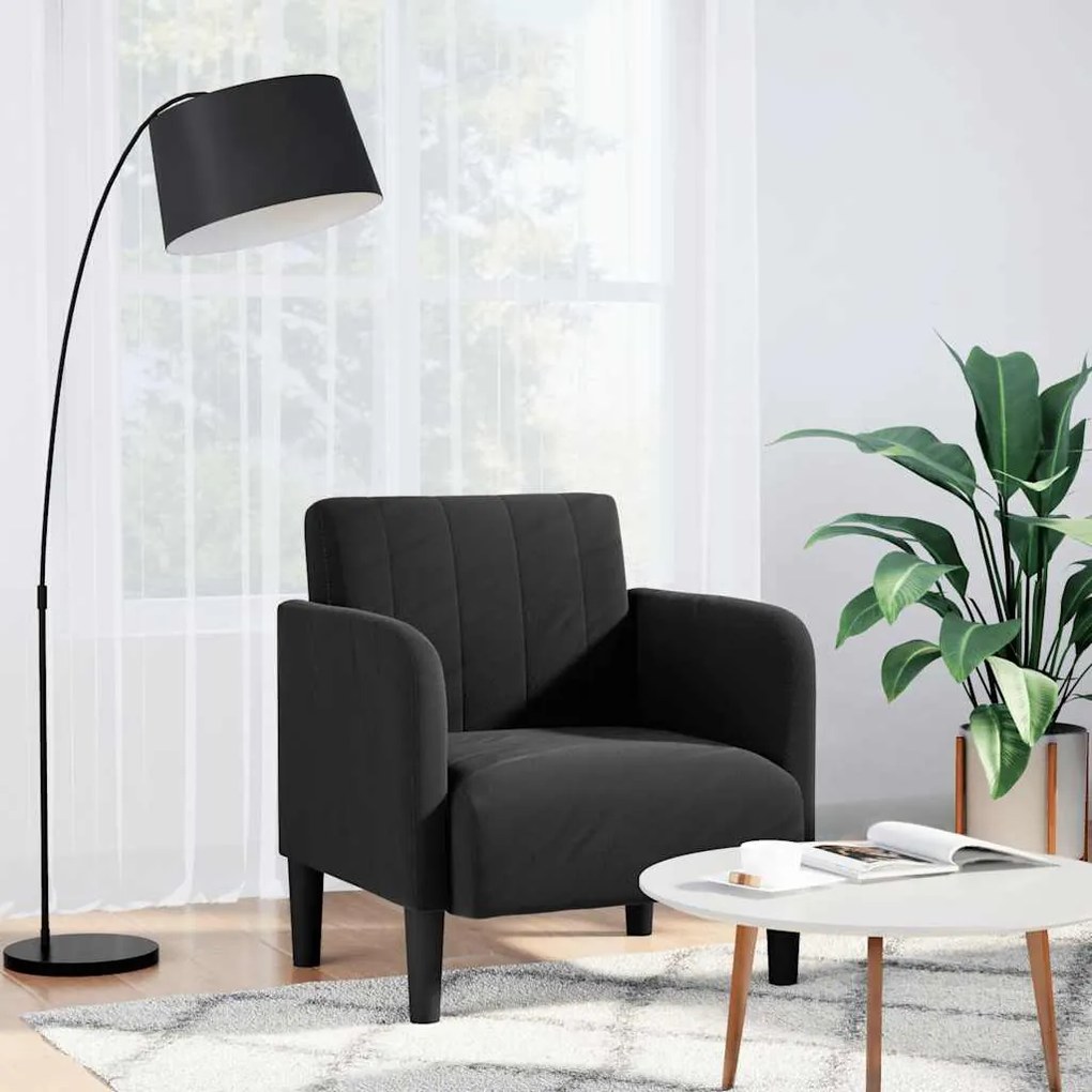 Divano Sedia Con Braccioli Nero 54 Cm İn Velluto /