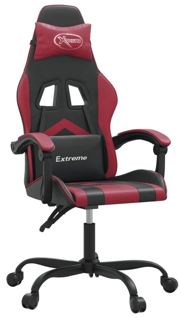 Sedia gaming nero e rosso vino in similpelle