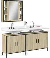 Set di Mobili da Bagno 3 pz Rovere Sonoma in Legno Multistrato 3214731