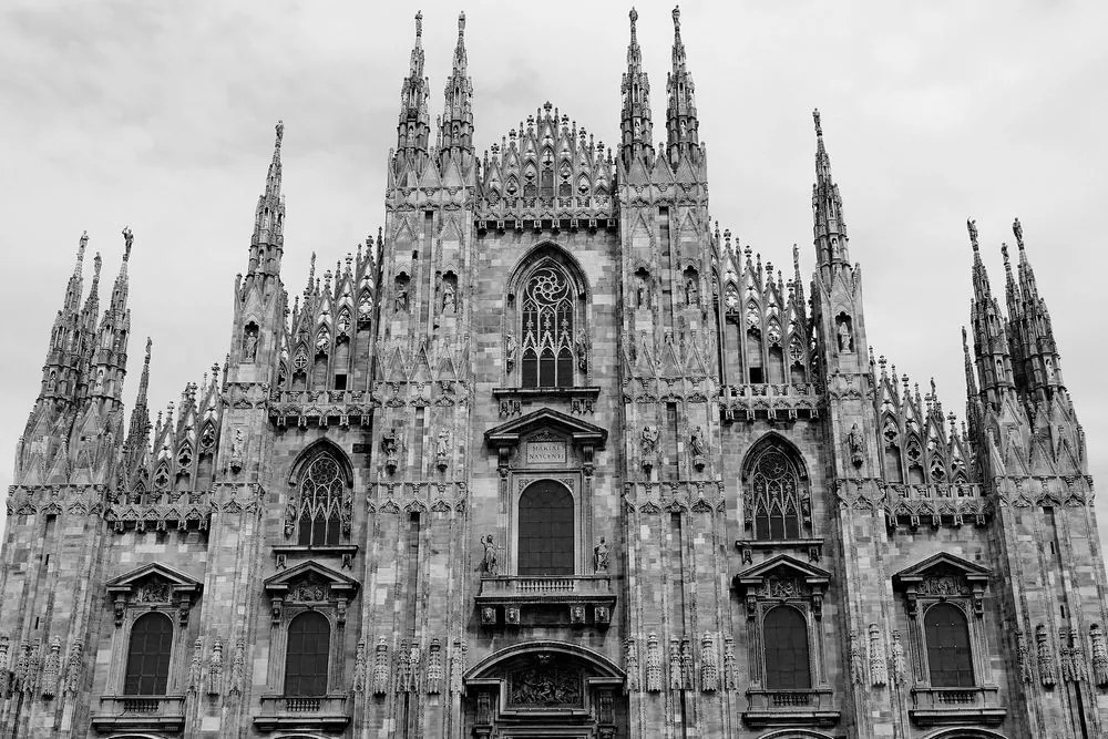 Stampa su tela – Cattedrale di Milano in bianco e nero