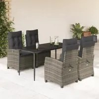 Set da Pranzo da Giardino 5 pz con Cuscini in Polyrattan Grigio 3212786