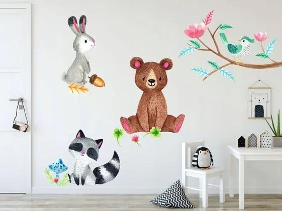 Adesivo da parete colorato con animali della foresta 120 x 240 cm