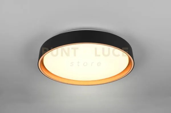 Felis plafoniera a led 24w 2500lm, 2700 - 6500k bordo nero e oro co...