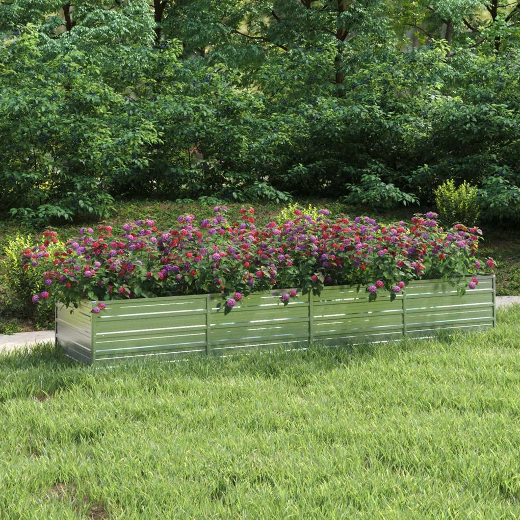 Letto Rialzato Giardino 320x80x45 Cm İn Acciaio Zincato Argento /