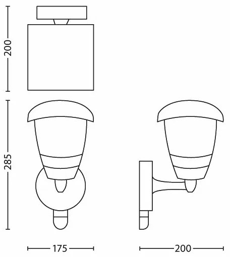 Philips 15388/30/16 -Applique da esterno con sensore CREEK 1xE27/60W
