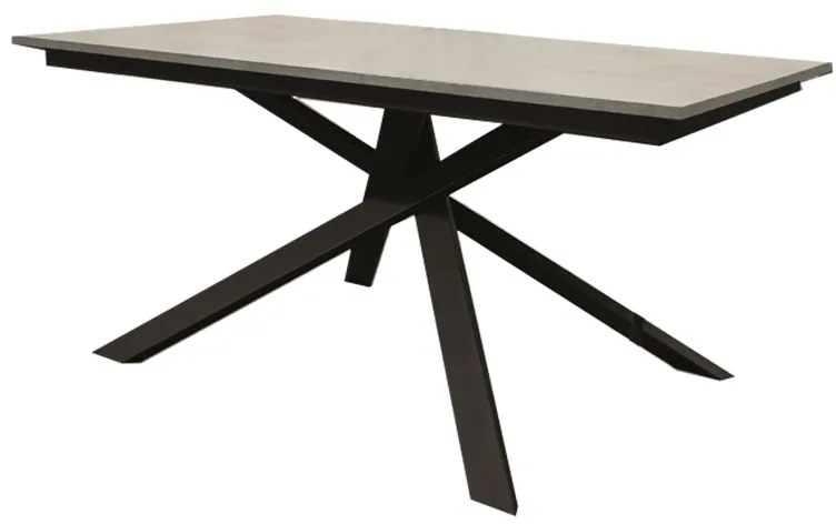 Tavolo VOLPAIA in legno, finitura grigio cemento e metallo verniciato antracite, allungabile 140×80 cm – 190×80 cm