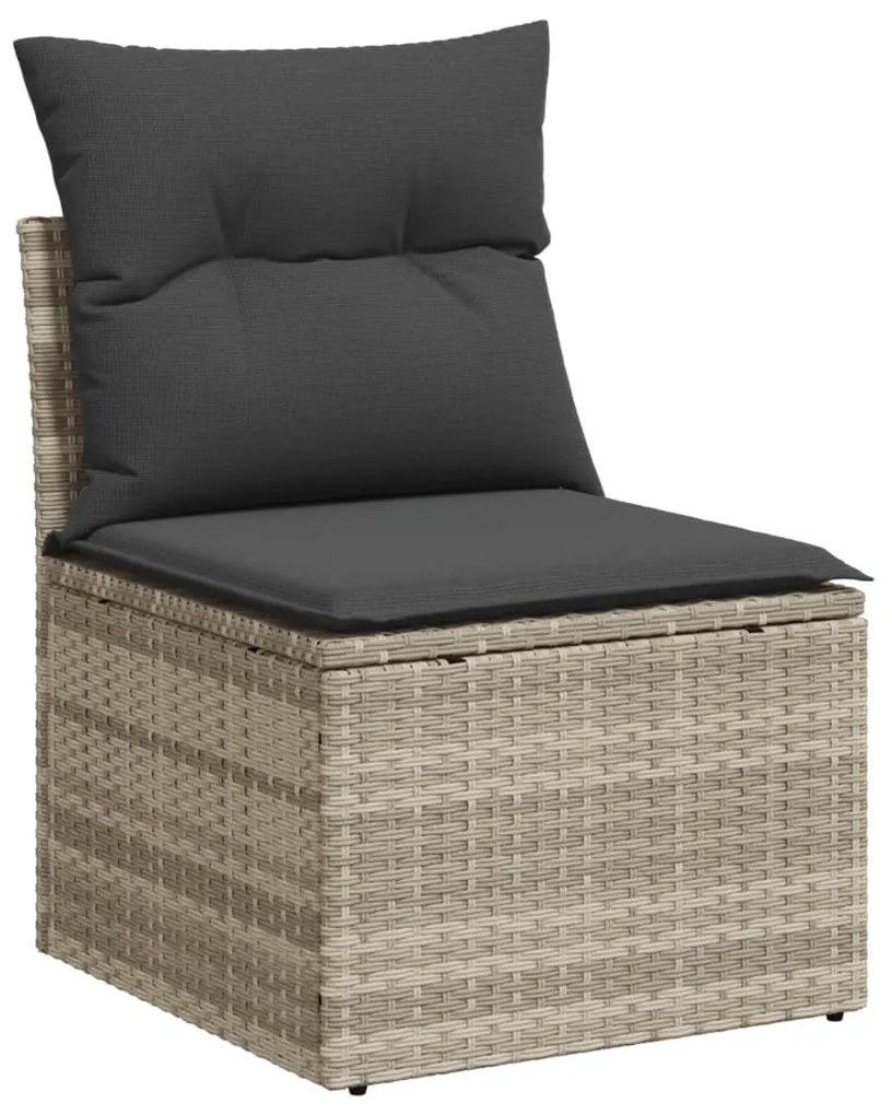 Set divano da giardino 4pz con cuscini grigio chiaro polyrattan