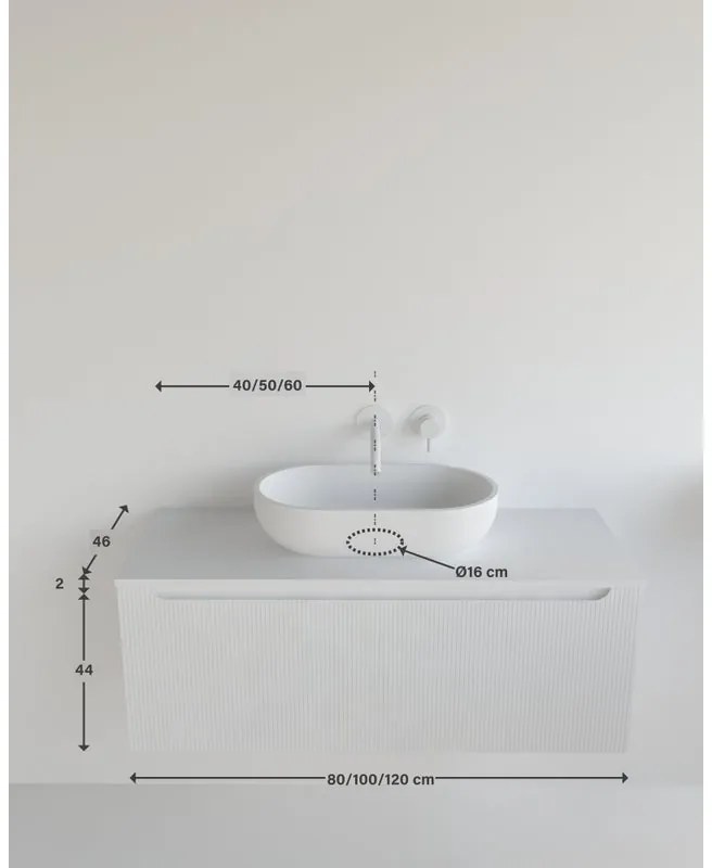 Mobile da bagno sotto lavabo bianco laccato opaco L 120.5 x H 46 x P 46 cm 1 cassetto, lavabo non incluso