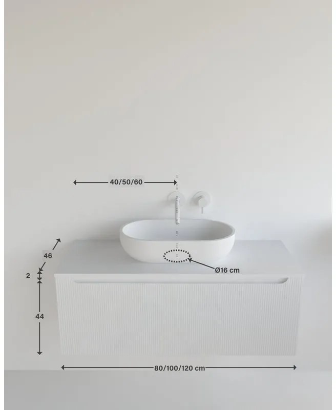 Mobile da bagno sotto lavabo MADERO verde laccato L 80.5 x H 46 x P 46 cm 2 cassetti, lavabo non incluso