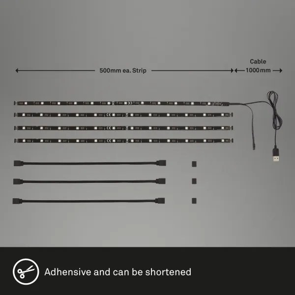 Brilo - Striscia LED RGBW dimmerabile per TV 3m LED/2,5W/USB + DO