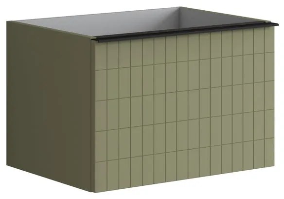 Mobile da bagno sospeso sotto lavabo L 60 x H 40 x P 45.5 cm verde laccato opaco, 2 cassetti Pixel grid