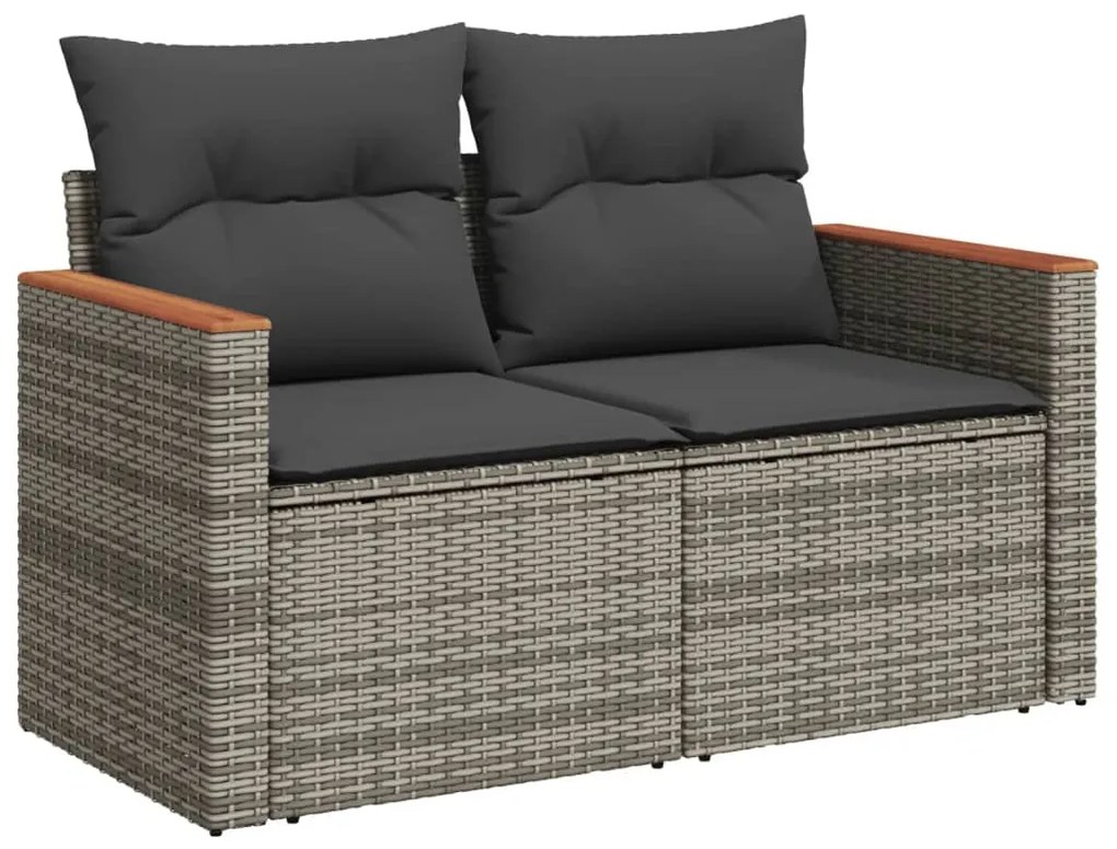 Set divano da giardino 5 pz con cuscini grigio in polyrattan