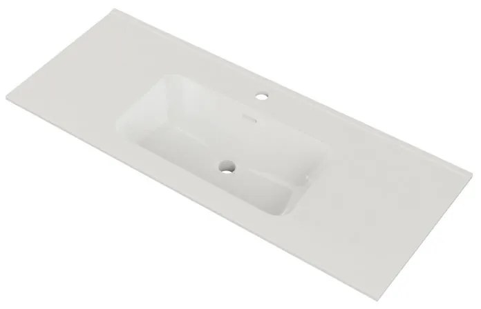 Lavabo a incasso rettangolare vasca centrale Neo Moon L 121 x H 17.5 x P 46 cm in ceramica bianco lucido