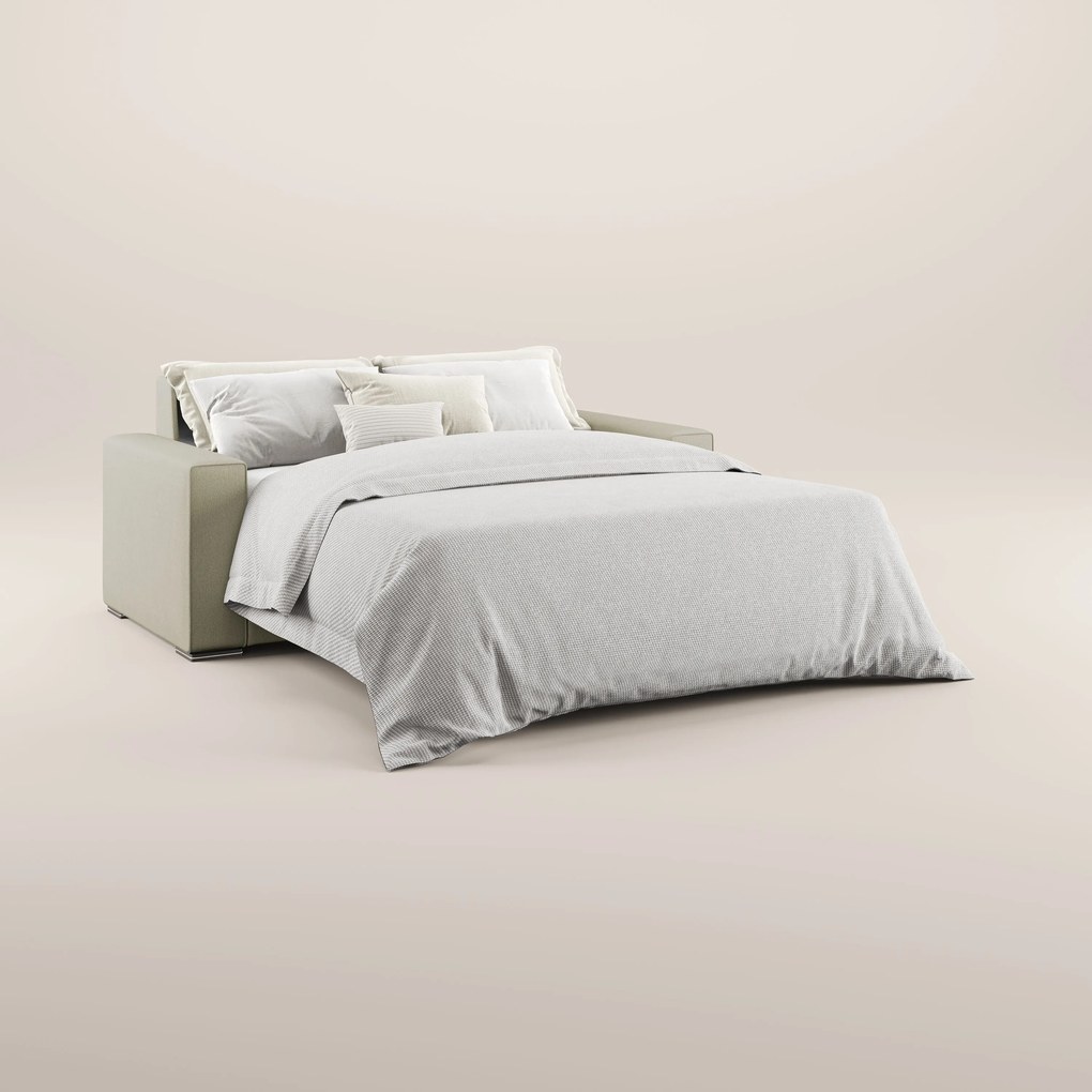 Dream Divano letto moderno dai morbidi cuscini in tessuto smacchiabile T05 panna