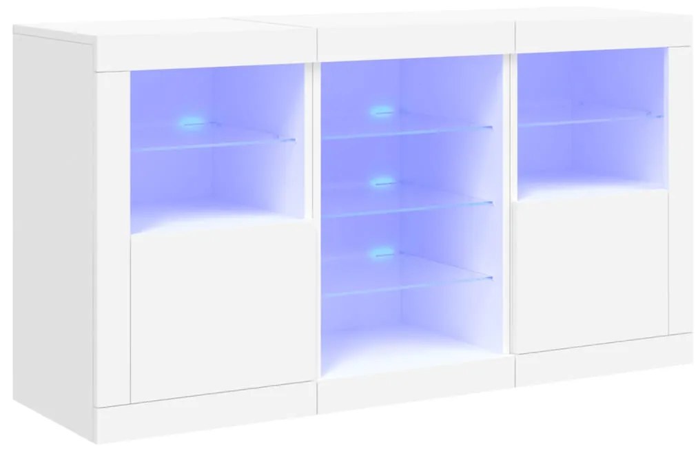 Credenza con luci led bianca 123x37x67 cm