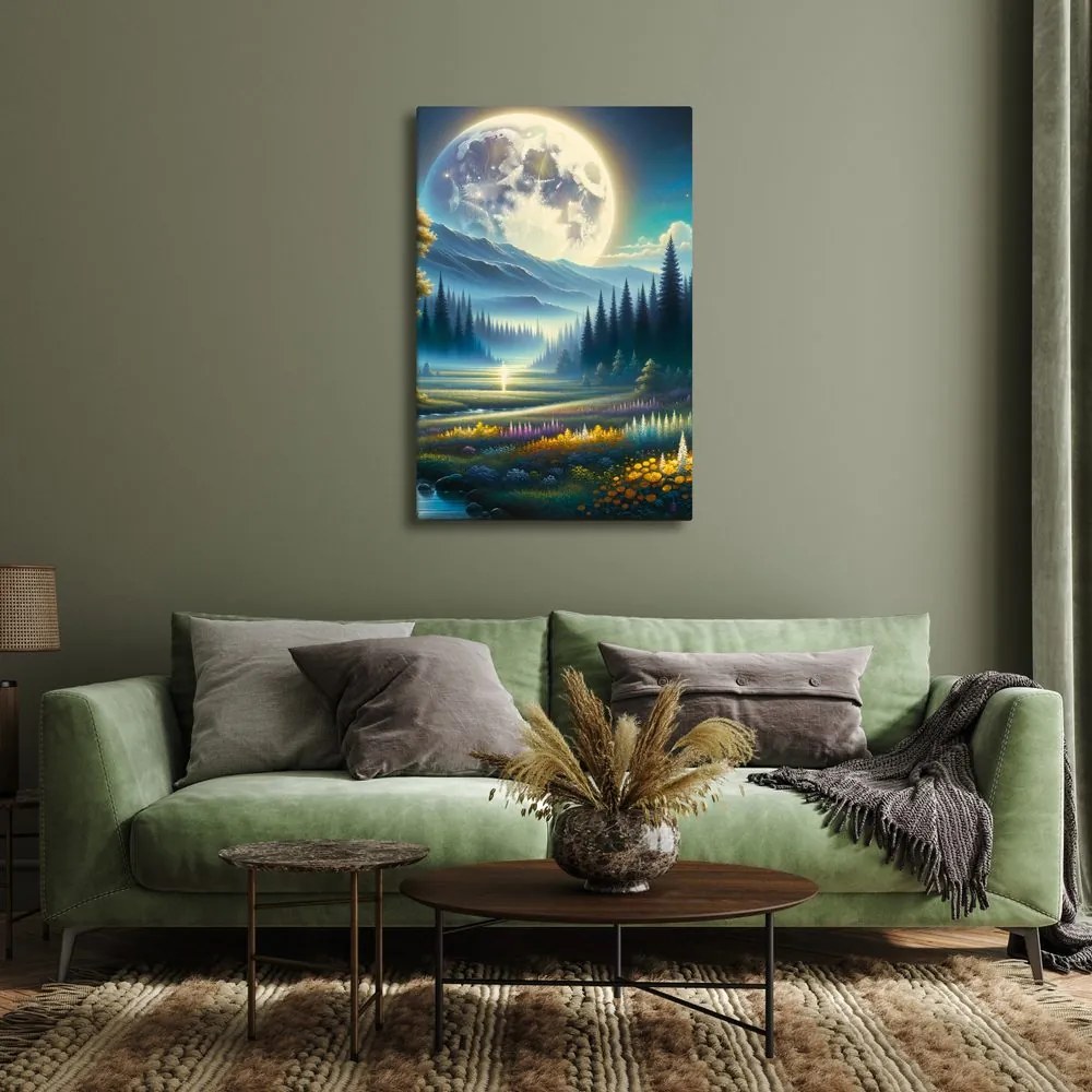 Quadro su tela – Natura notturna tranquilla con fiume