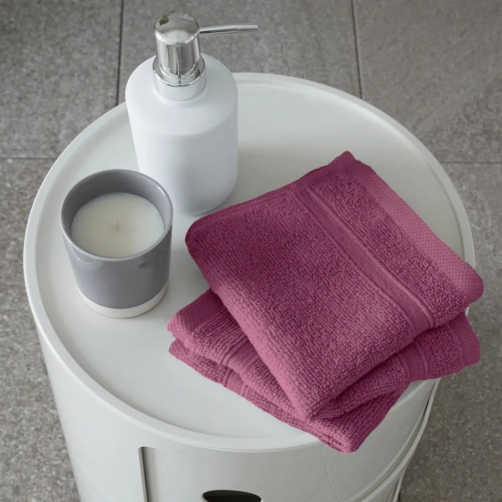 Set di asciugamani tipo terry rosa scuro in cotone 2 pz 30x30 cm Zero Twist – Catherine Lansfield