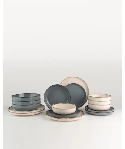 Set da tavola 16 pezzi beige/blu/porcellana