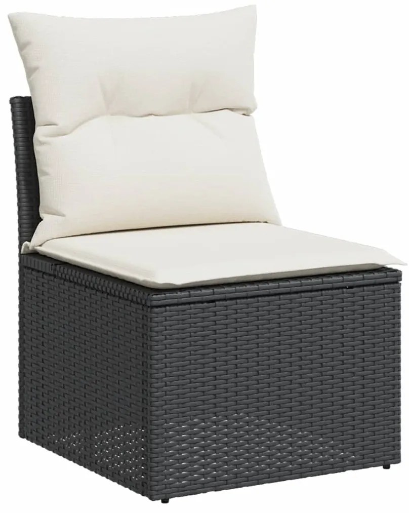 Set divani da giardino 5 pz con cuscini in polyrattan nero