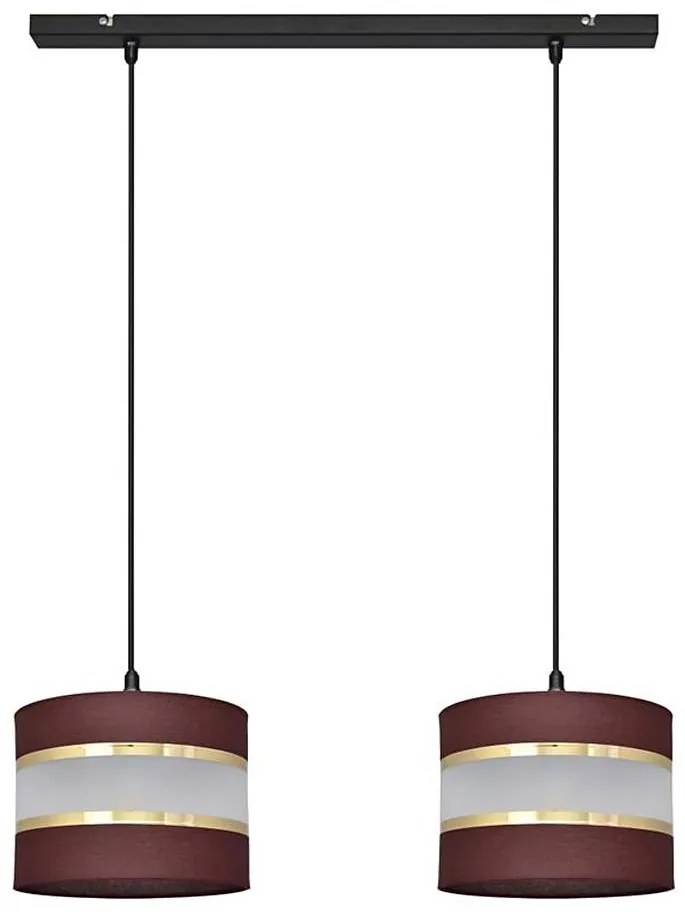 Lampadario a sospensione con filo HELEN 2xE27/15W/230V marrone/nero/oro