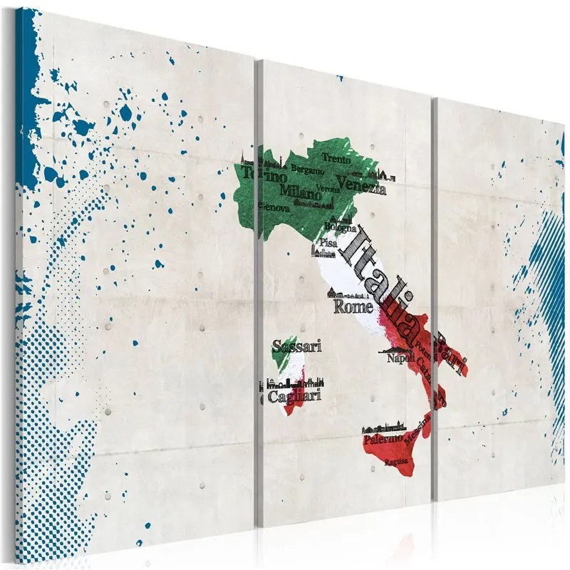 Quadro Mappa d'Italia trittico