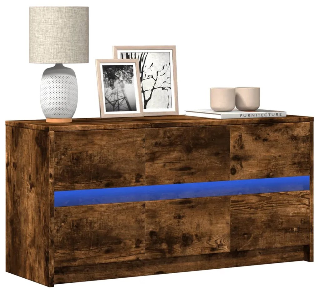 Mobile Porta Tv Con Led Rovere Fumo 100x34x50 Cm İn Truciolato /