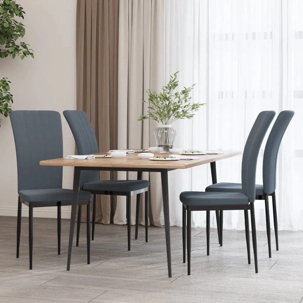 Sedie Da Pranzo 4 Pz Grigio Scuro İn Velluto /