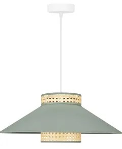 Duolla - Lampadario a sospensione con filo RIO RATTAN 1xE27/15W/230V diametro 45 cm verde/rattan