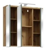 Mobile da bagno a parete con specchio VENOM verde/rovere artisan