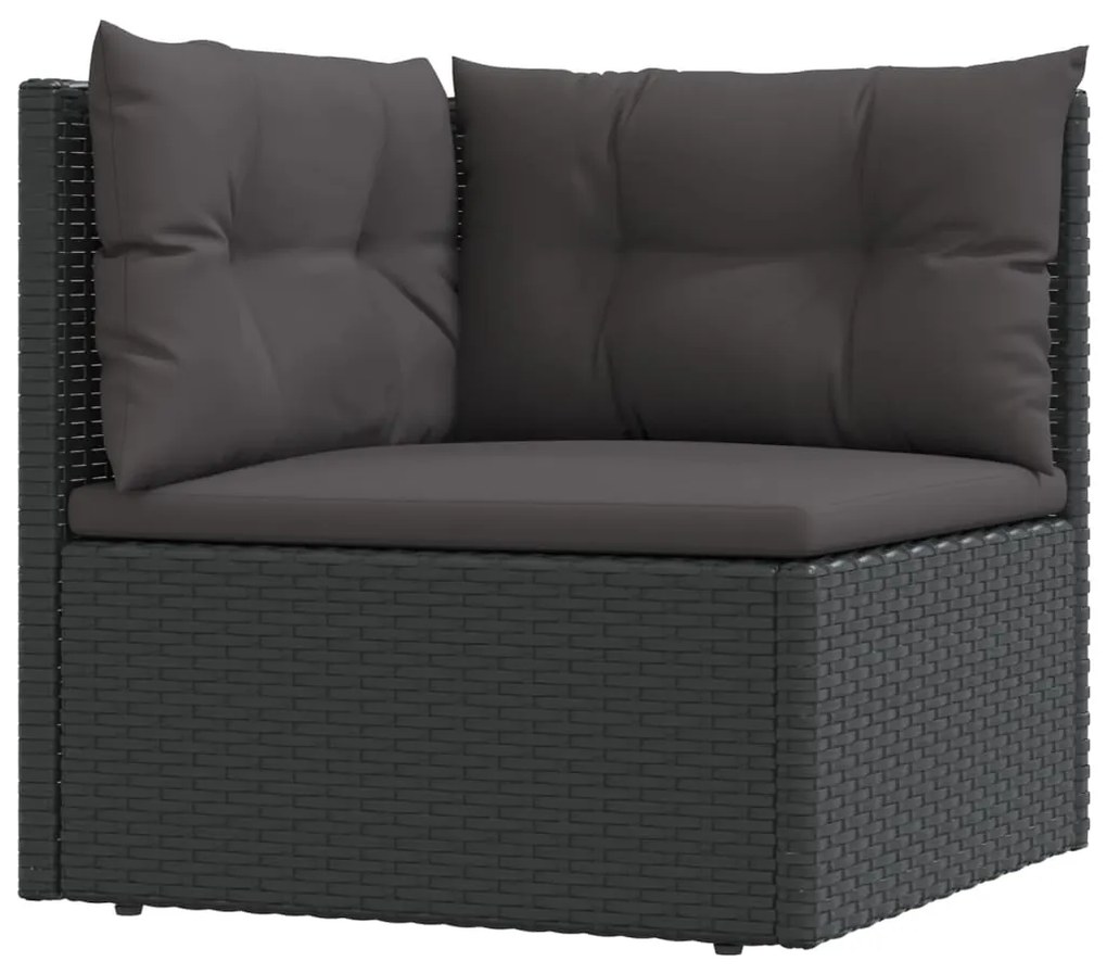 Set mobili da giardino 6 pz con cuscini in polyrattan nero