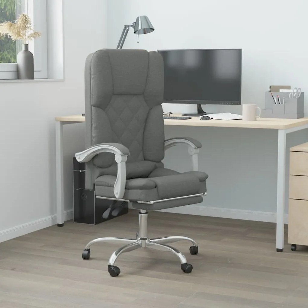 Sedia Da Ufficio Massaggio Reclinabile Grigio Scuro İn Tessuto /