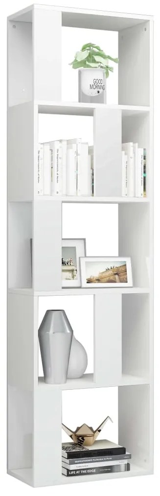 Libreria/divisorio bianco lucido 45x24x159 cm in truciolato