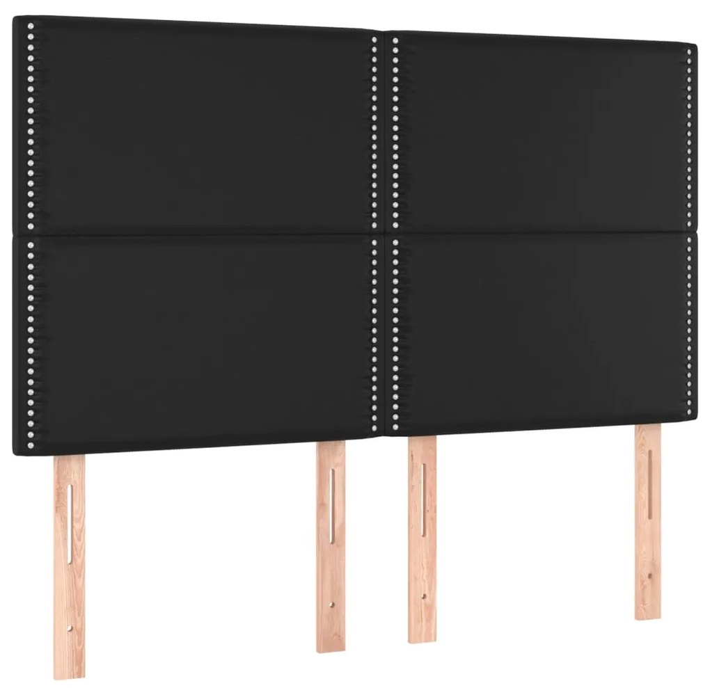 Testiera a led nera 144x5x118/128 cm in similpelle