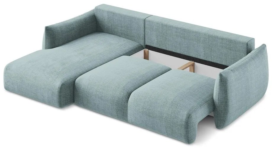 Divano angolare blu allungabile (con penisola a sinistra/con chaise lounge) Leila – Makamii