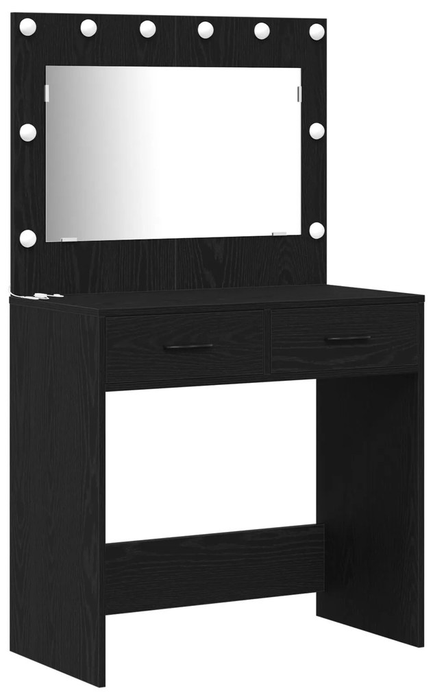 Set da toeletta a 2 pezzi con led in legno ingegnerizzato nero