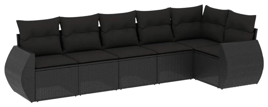 Set divano da giardino 6 pz con cuscini nero in polyrattan