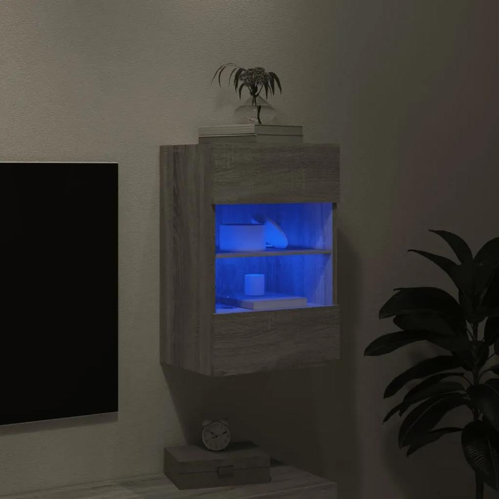 Mobile tv a parete con luci led grigio sonoma 40x30x60,5 cm