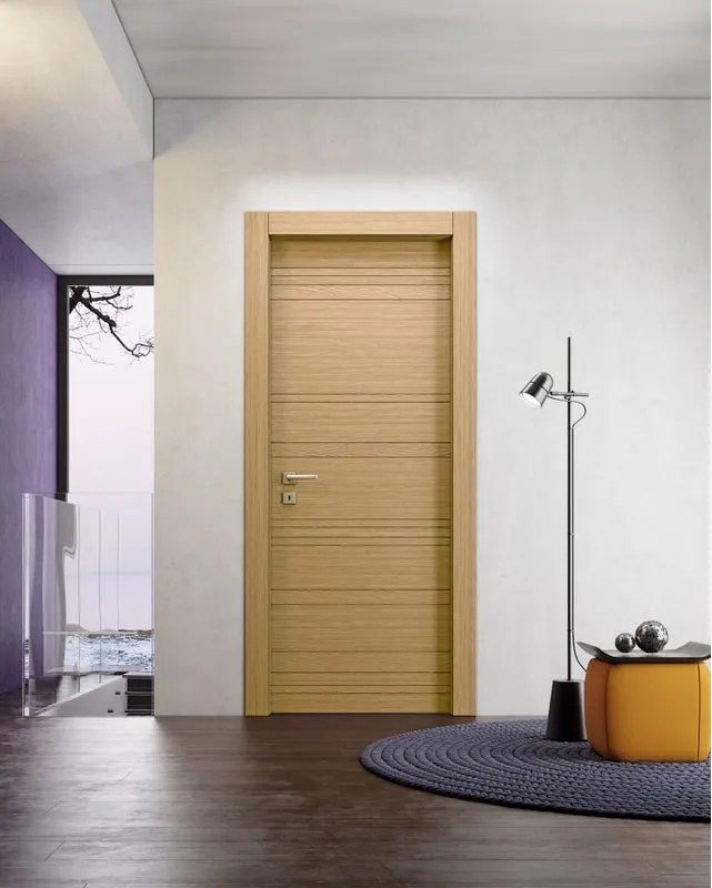Porta interna a battente Incanto F in legno colore rovere, L 60 x H 210 cm, apertura reversibile
