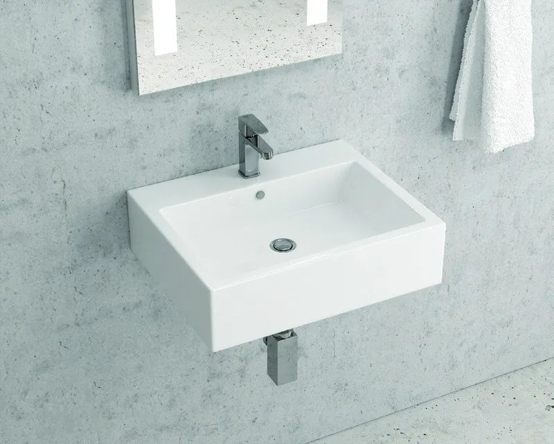 Lavandino piccolo bagno 46.5 cm in ceramica lucida| Litos-246 - KAMALU